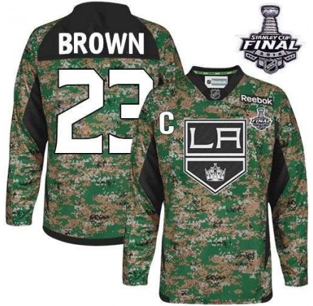 NHL Dustin Brown Los Angeles Kings Camo Authentic 2014 Stanley Cup Veterans Day Practice Reebok Jersey - Brown