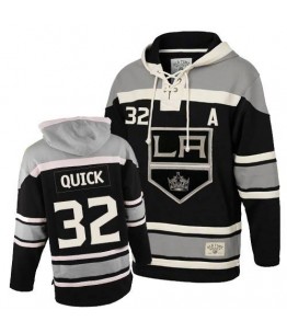 NHL Jonathan Quick Los Angeles Kings Old Time Hockey Authentic Sawyer Hooded Sweatshirt Jersey - Black