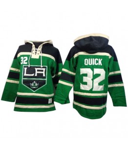 NHL Jonathan Quick Los Angeles Kings Old Time Hockey Authentic St. Patrick's Day McNary Lace Hoodie Jersey - Green
