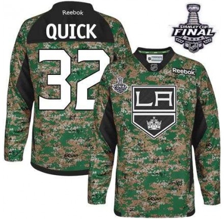 NHL Jonathan Quick Los Angeles Kings Authentic 2014 Stanley Cup Veterans Day Practice Reebok Jersey - Camo