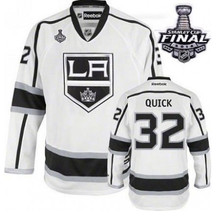 NHL Jonathan Quick Los Angeles Kings Authentic Away 2014 Stanley Cup Reebok Jersey - White
