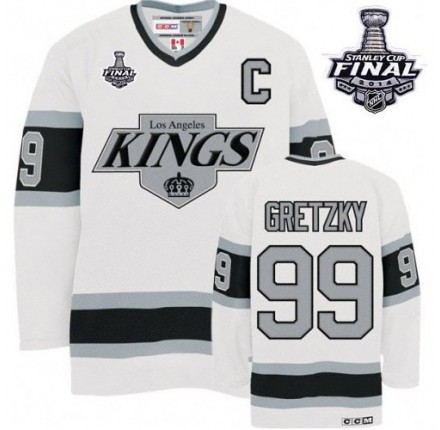 NHL Wayne Gretzky Los Angeles Kings Premier 2014 Stanley Cup Throwback CCM Jersey - White