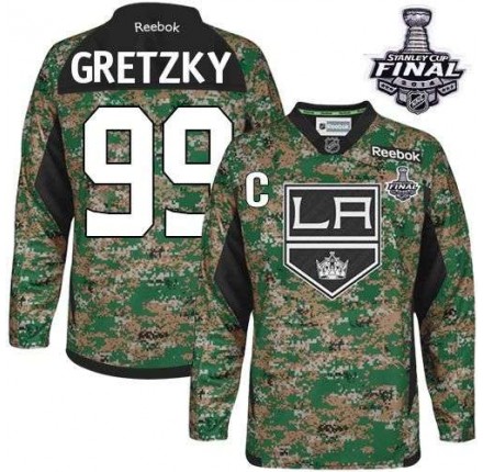 NHL Wayne Gretzky Los Angeles Kings Authentic 2014 Stanley Cup Veterans Day Practice Reebok Jersey - Camo
