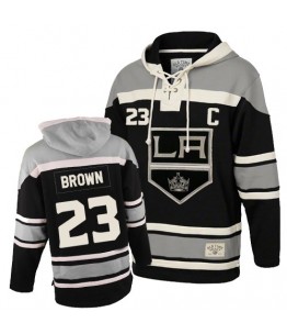 NHL Dustin Brown Los Angeles Kings Old Time Hockey Authentic Sawyer Hooded Sweatshirt Jersey - Black